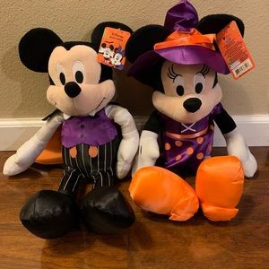 Large Disney Halloween Mickey and Minnie Plush